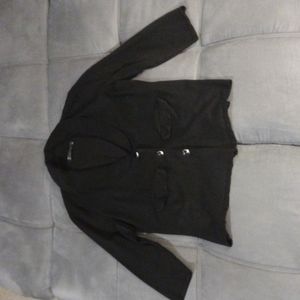 New York & Company 3 button Vneck Collar Sweater (Black-Large)